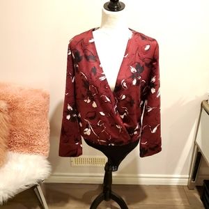 New Burgundy floral bodysuit